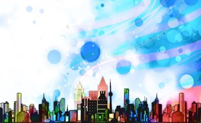 卡通城市插画ppt背景图片